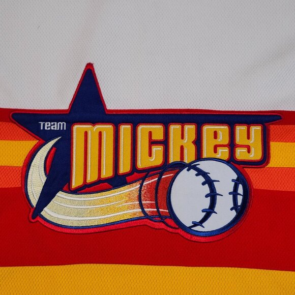 Disneyland Resort Team Mickey Baseball Jersey XL Polyester Orange & White - Picture 2 of 11